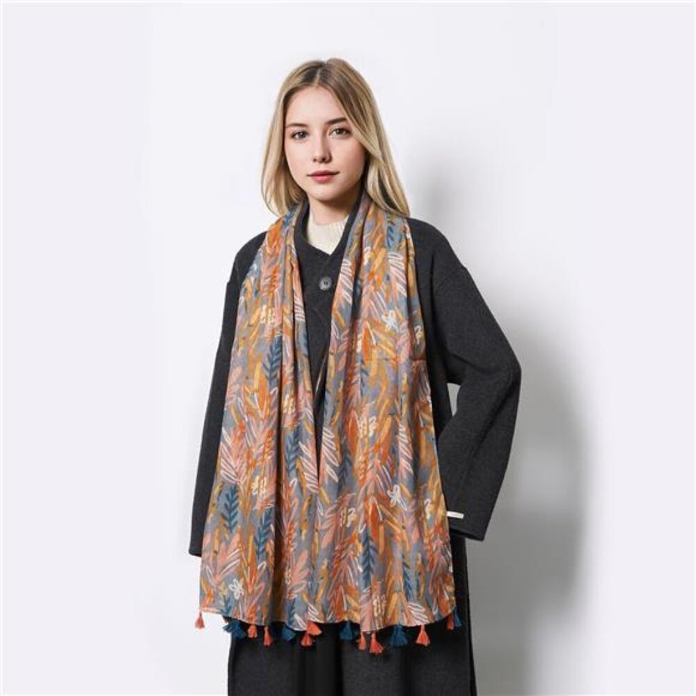 Scarf for Women Lightweight Soft Floral Leopard Printed Scarves - Picture 5 of 8